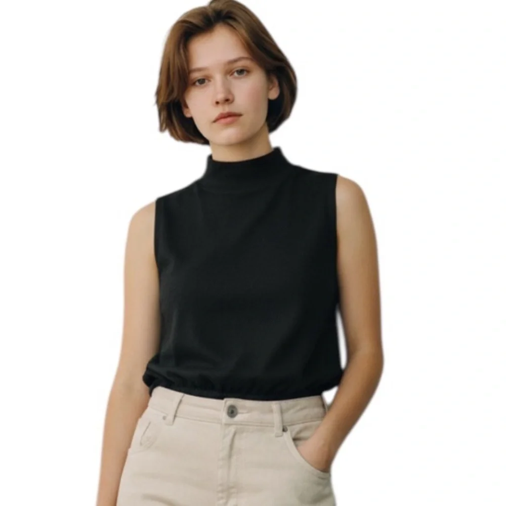 ALO Yoga Black Sleeveless Fuzzy Soft Crop Top S